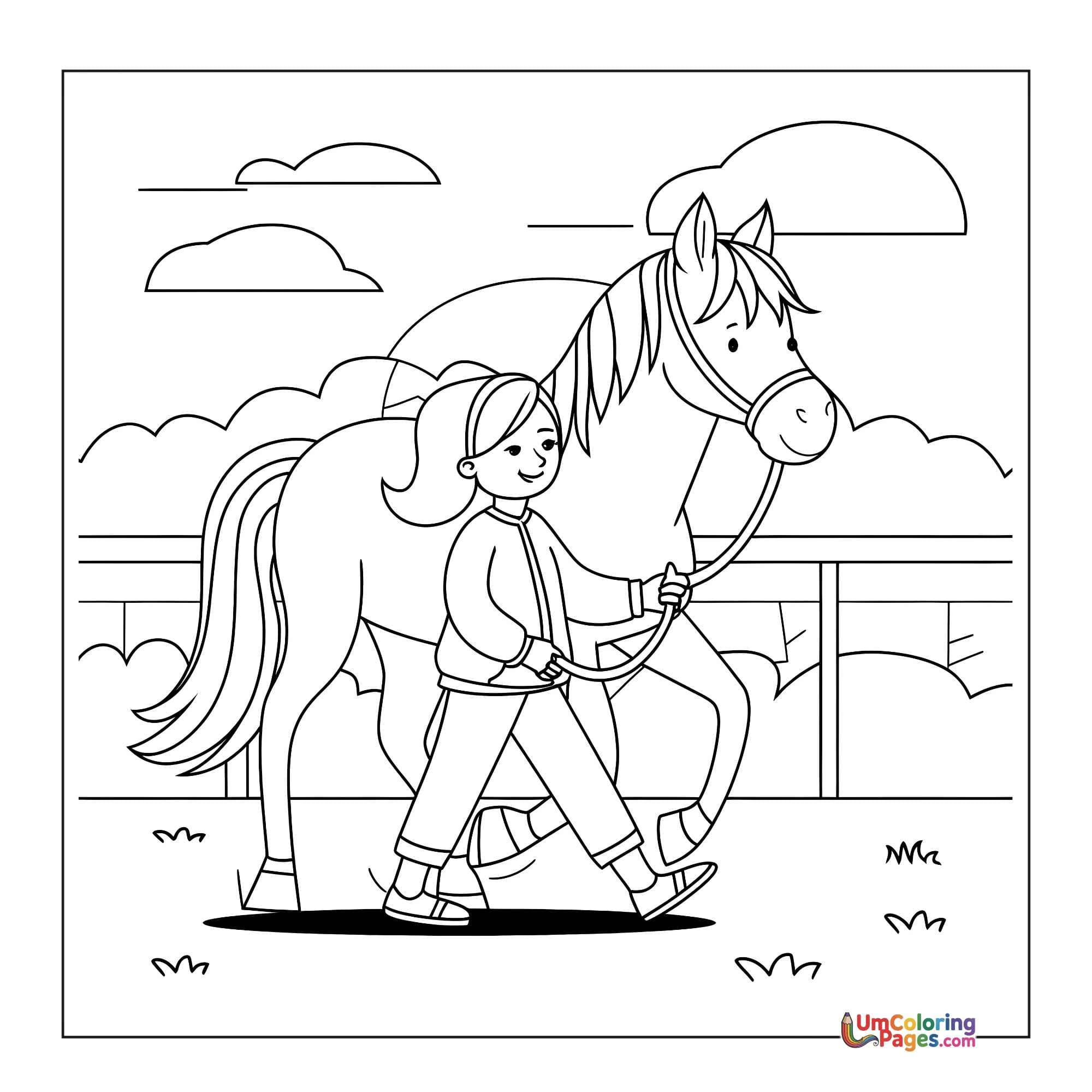 Horse coloring page 8 - free printable PDF
