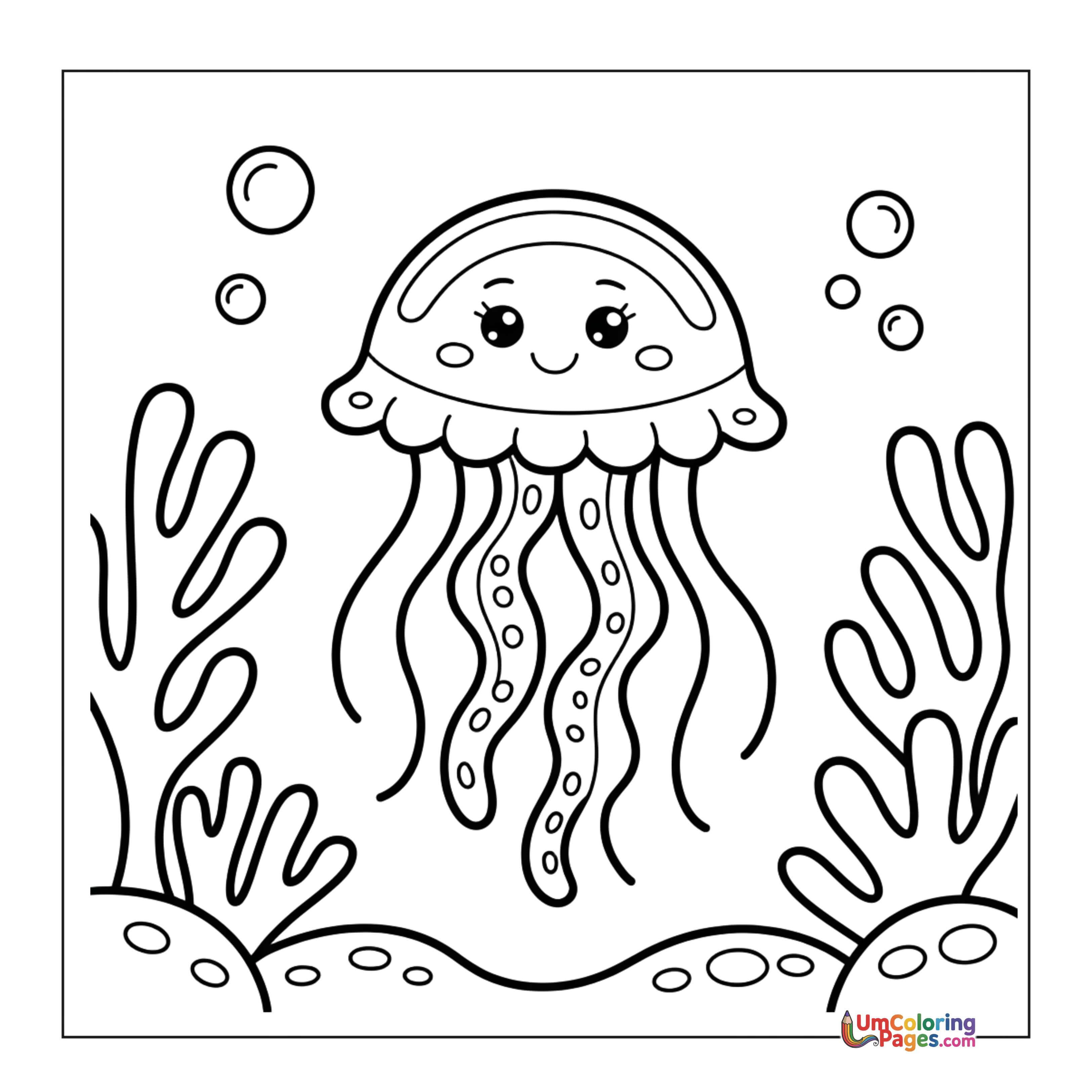 Jellyfish coloring page - free printable