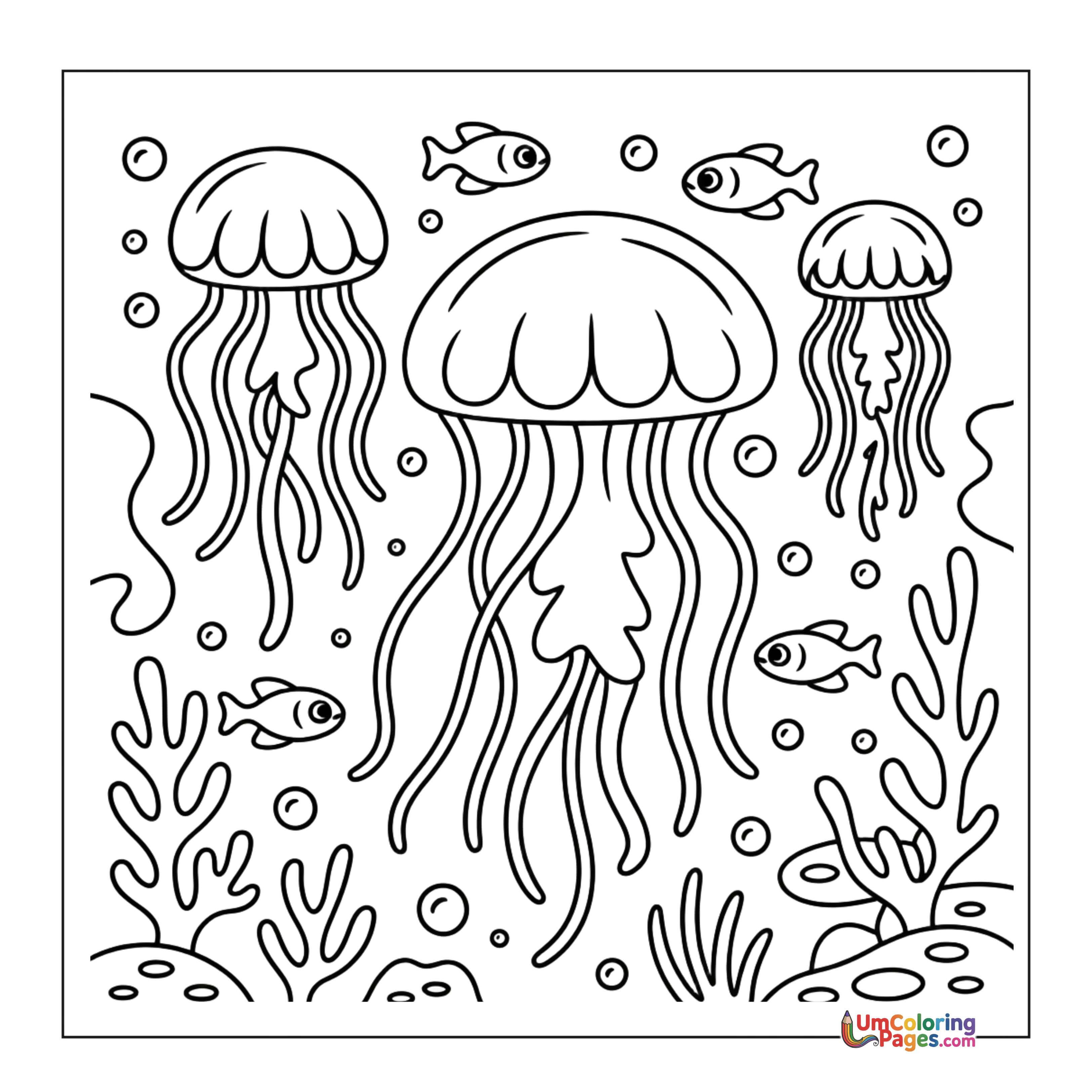 Jellyfish coloring page 2 - free printable PDF