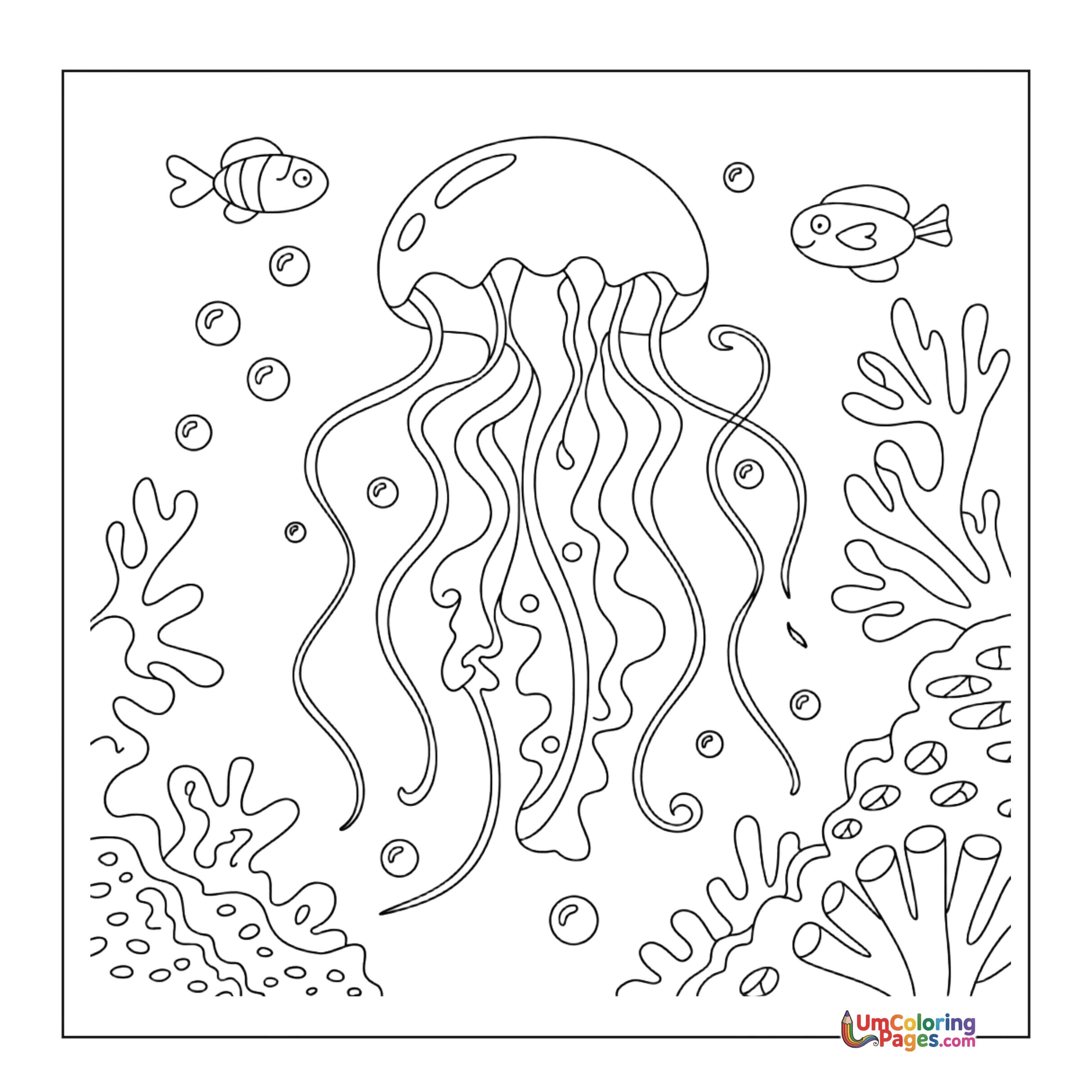 Jellyfish coloring page 5 - free printable PDF