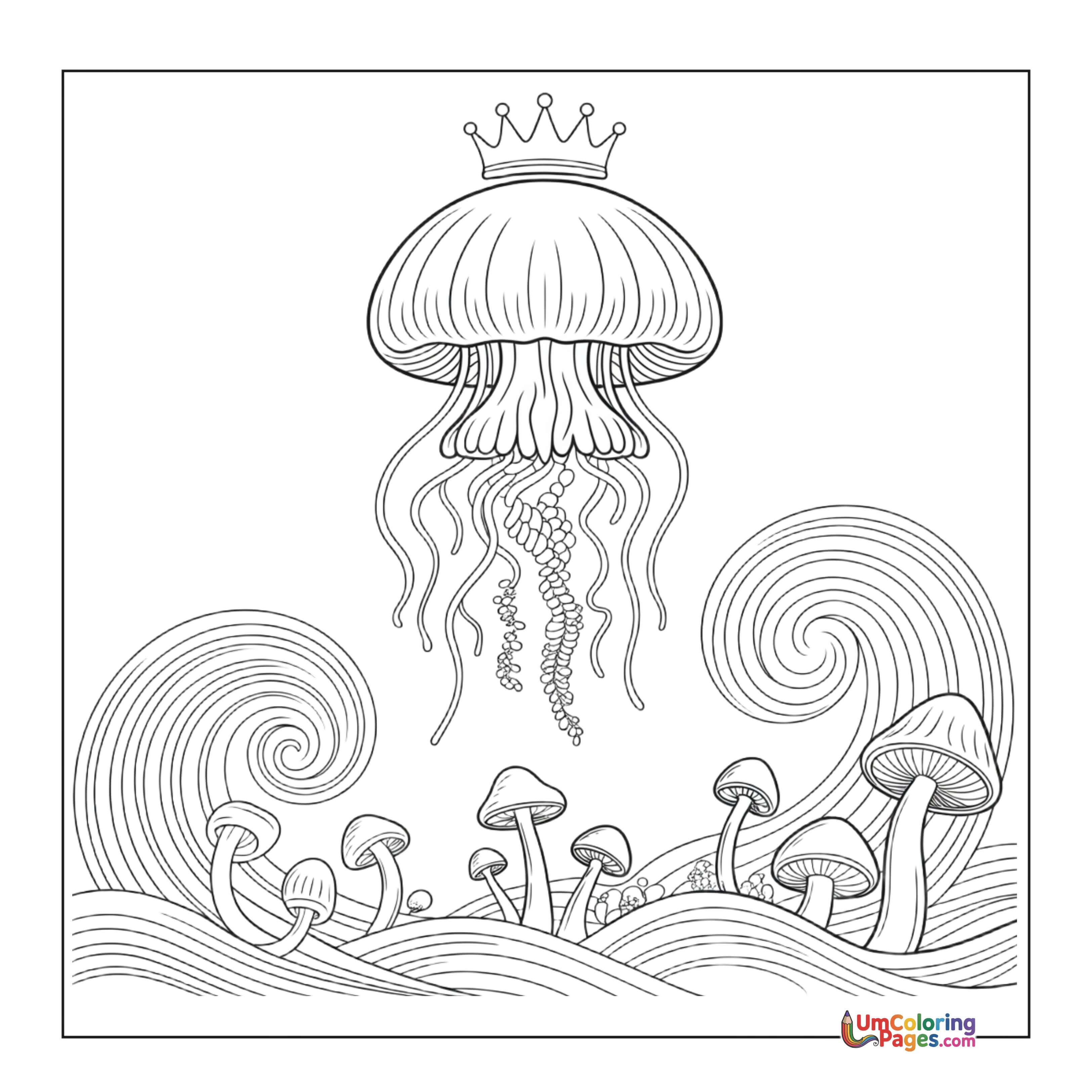 Jellyfish coloring page 6 - free printable PDF