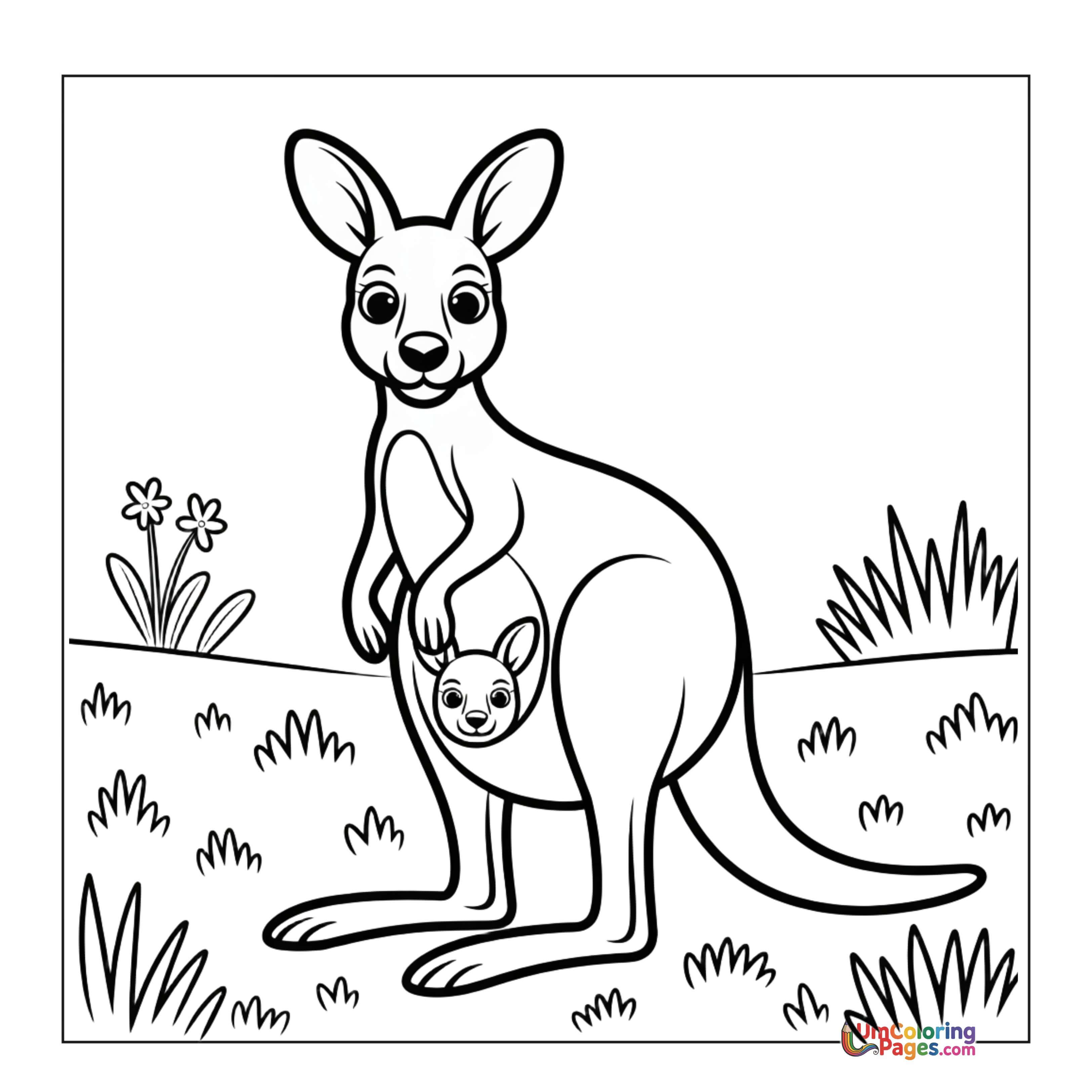 Kangaroo coloring page - free printable