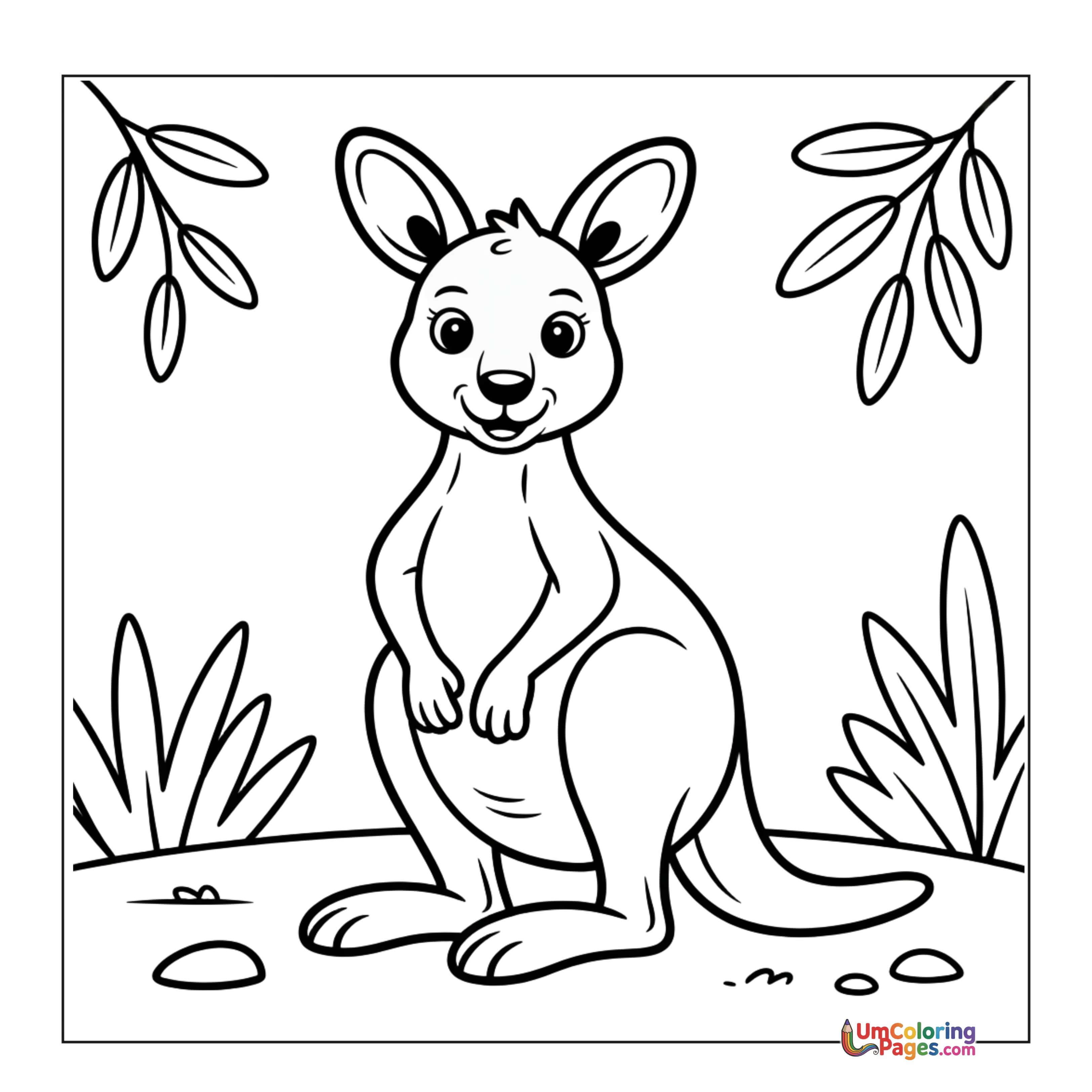 Kangaroo coloring page 2 - free printable PDF