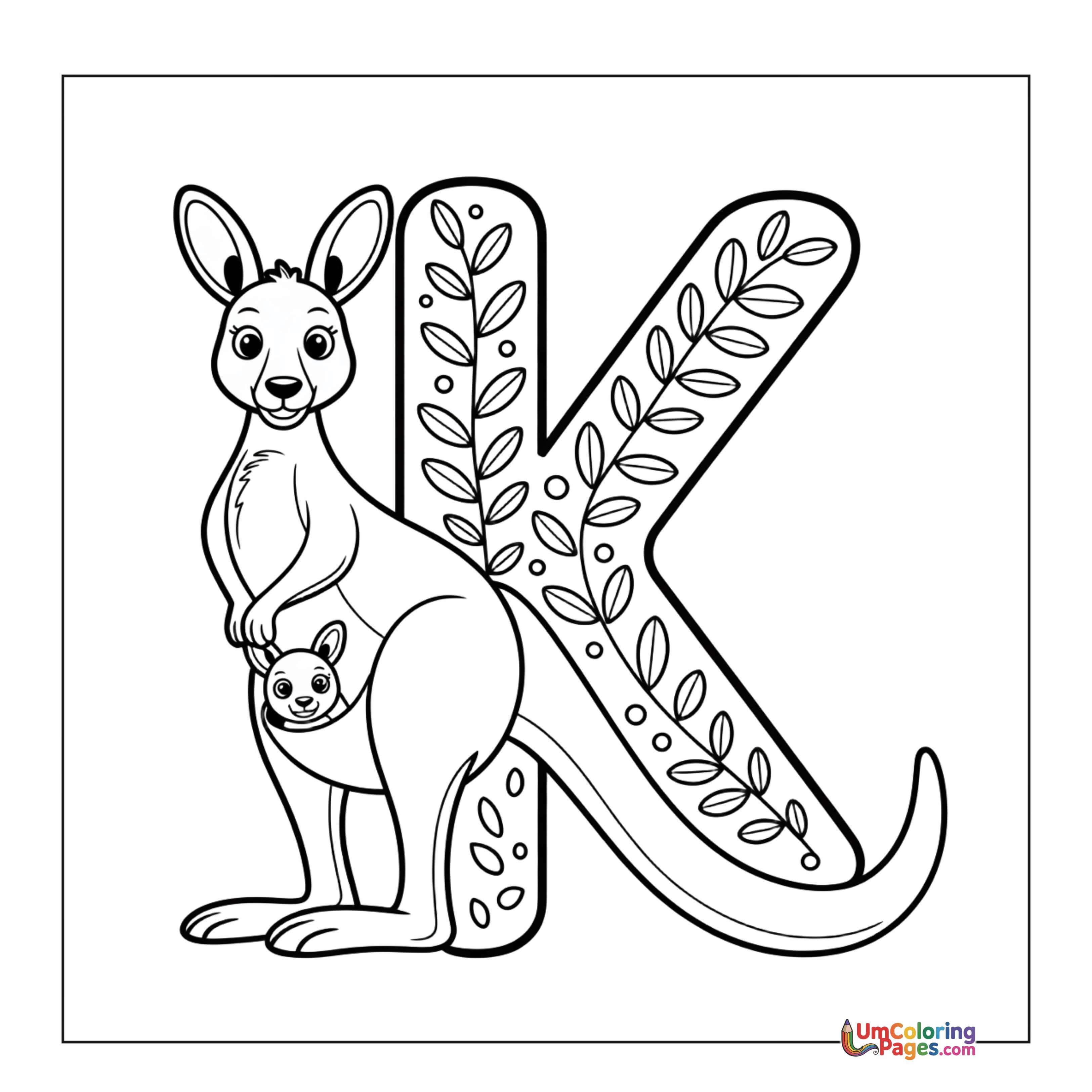 Kangaroo coloring page 4 - free printable PDF