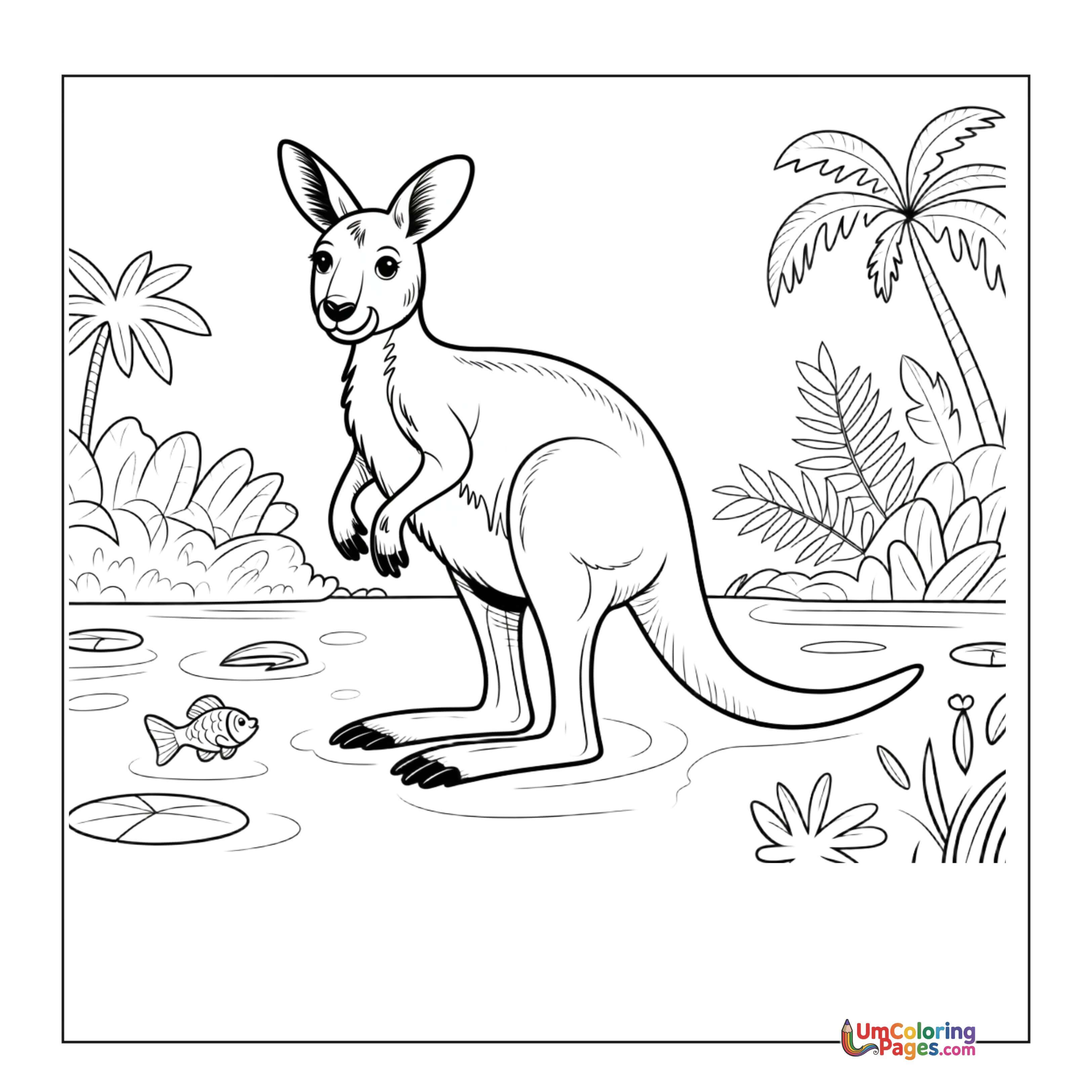 Kangaroo coloring page 5 - free printable PDF