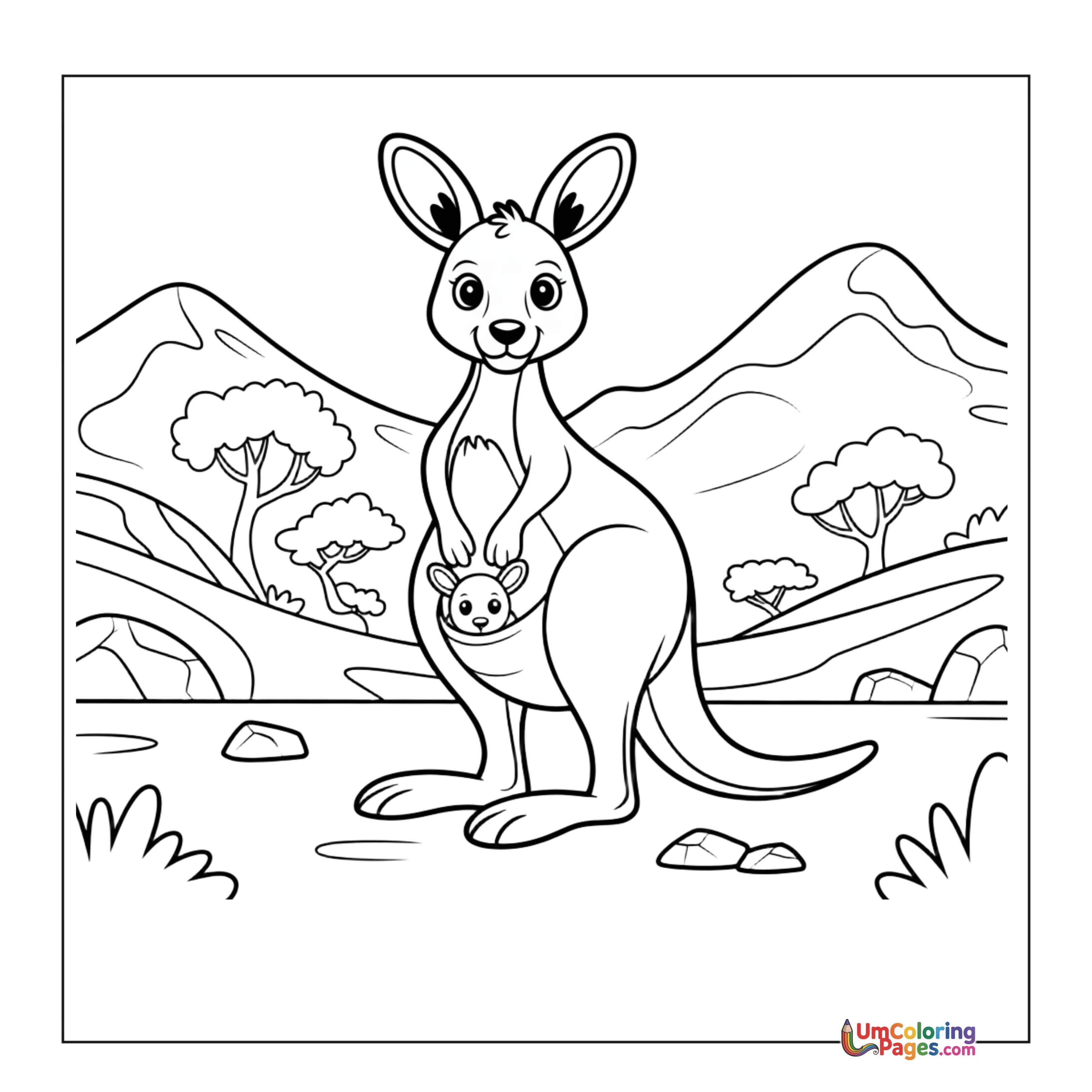 Kangaroo coloring page 6 - free printable PDF