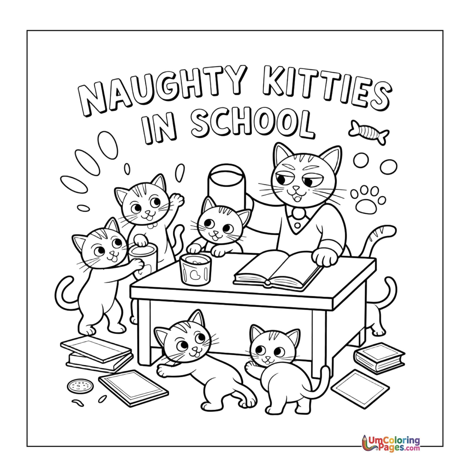 Kitten coloring page 4 - free printable PDF