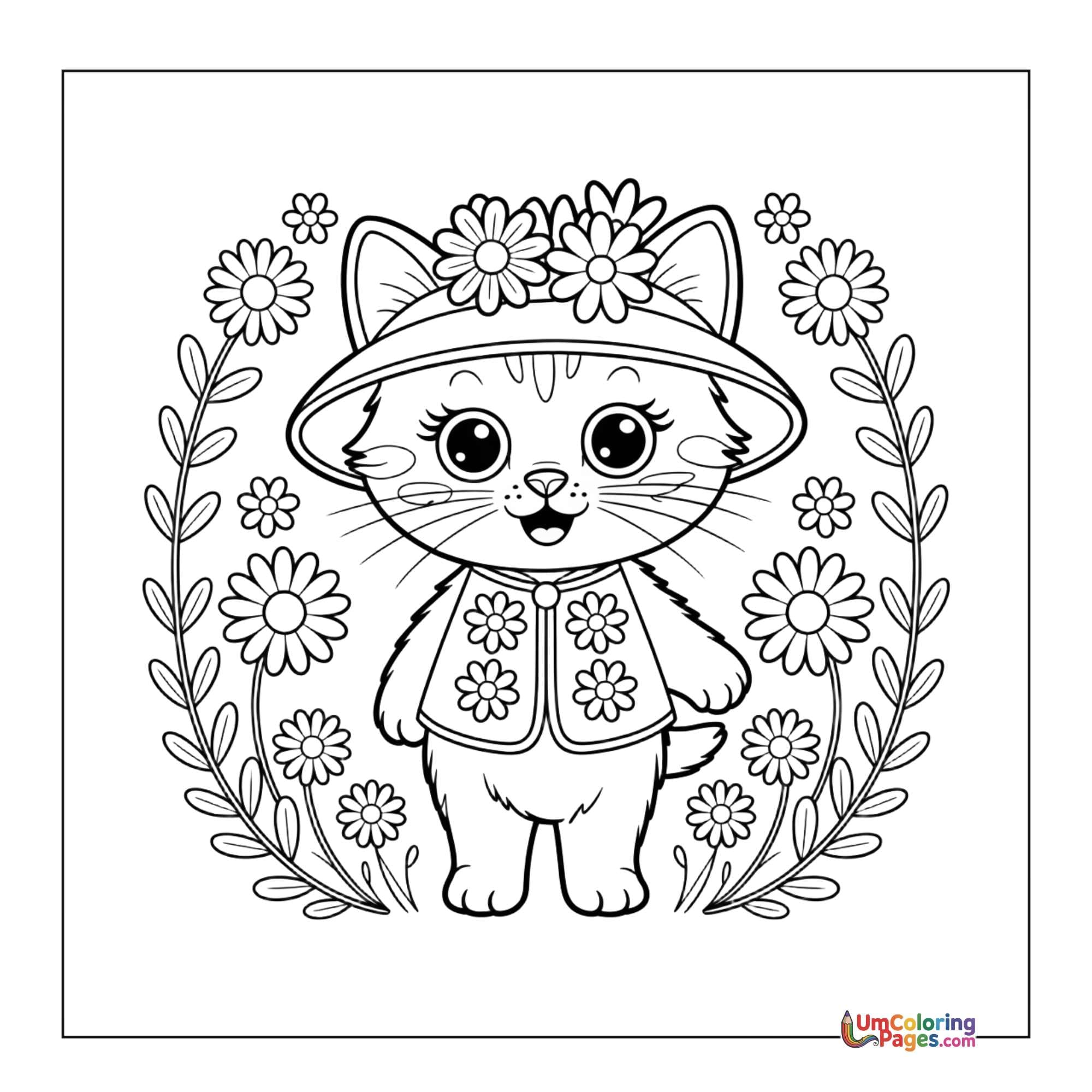 Kitten coloring page 6 - free printable PDF