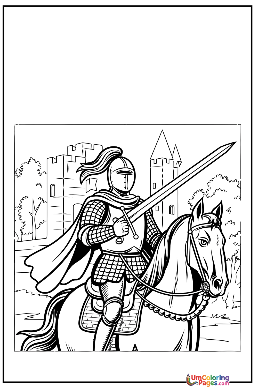 Knight coloring page 5 - free printable PDF