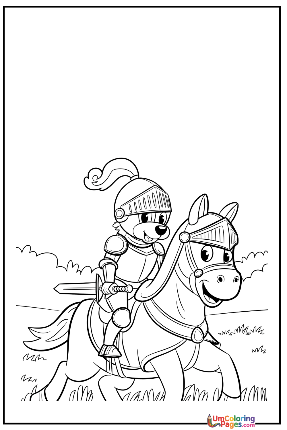 Knight coloring page 6 - free printable PDF