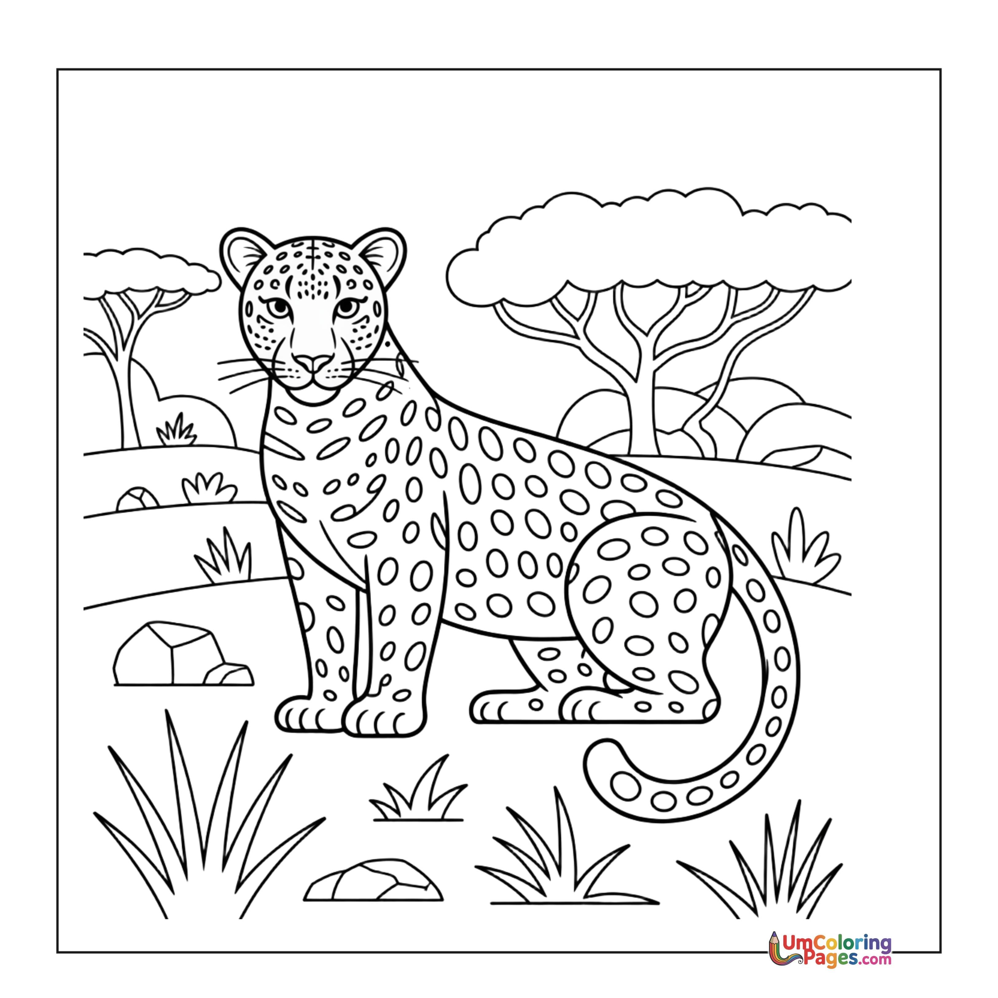 Leopard coloring page - free printable