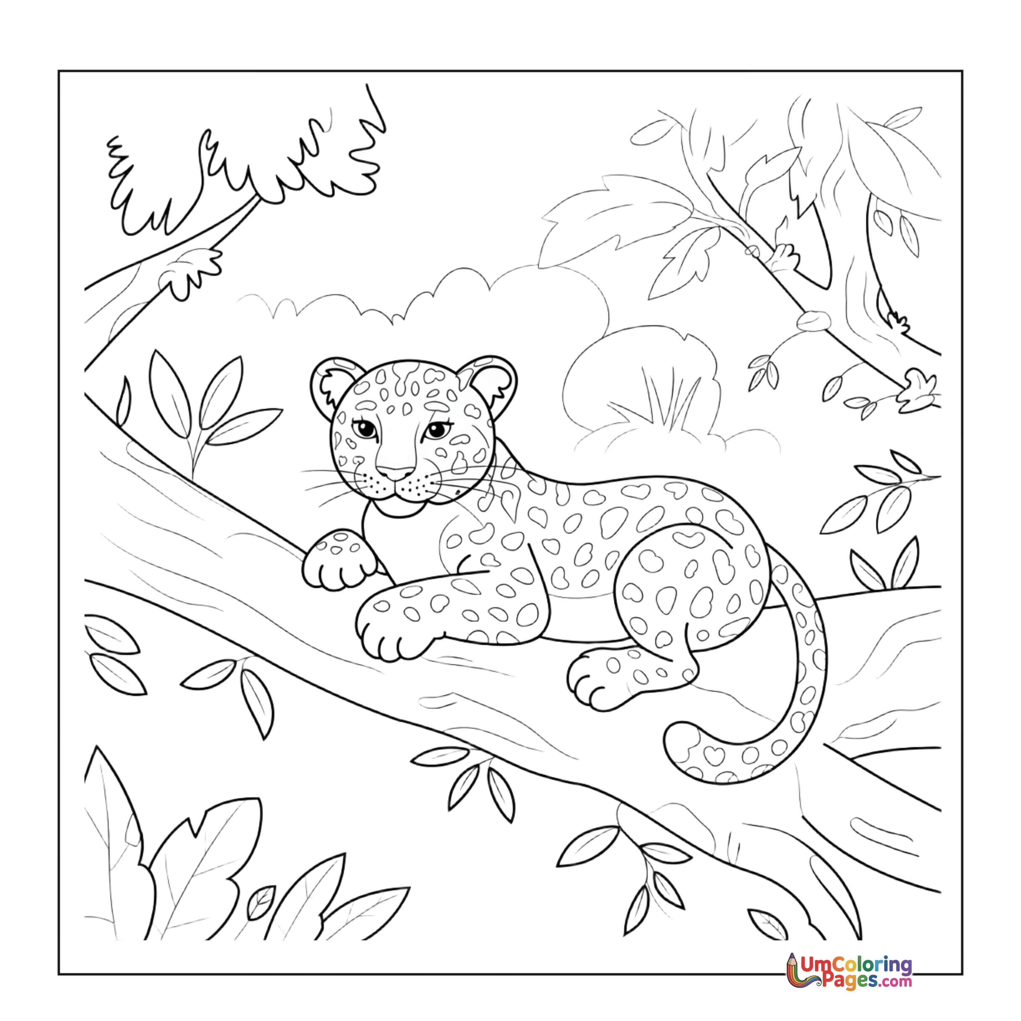 Leopard coloring page 2 - free printable PDF