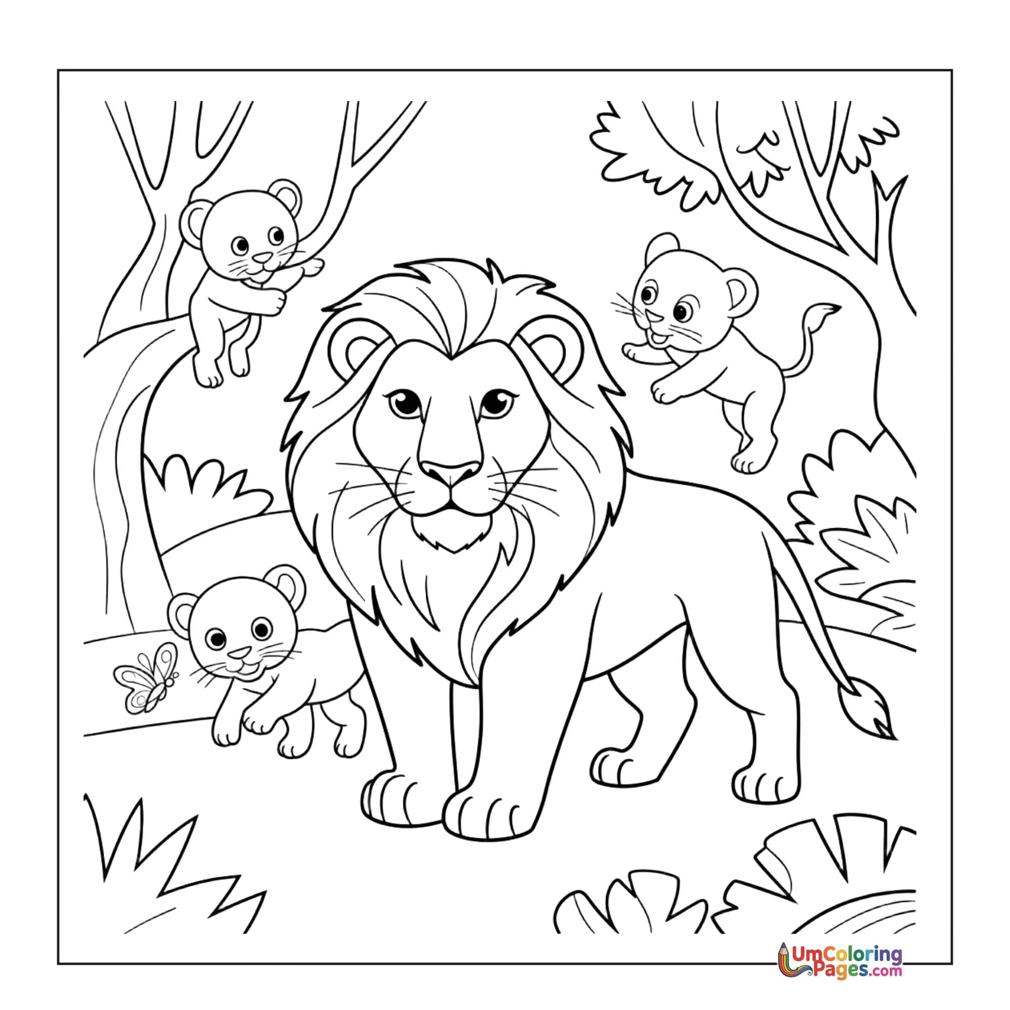 Lion coloring page 3 - free printable PDF