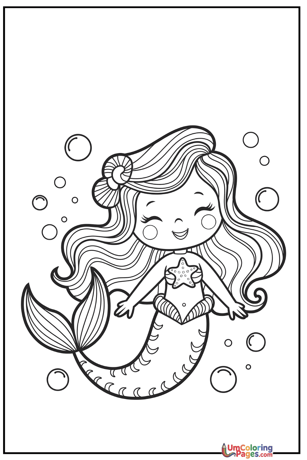 Mermaid coloring page - free printable