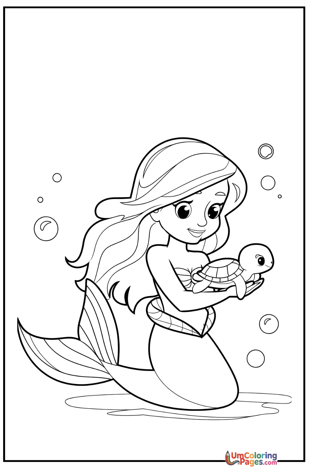 Mermaid coloring page 2 - free printable PDF