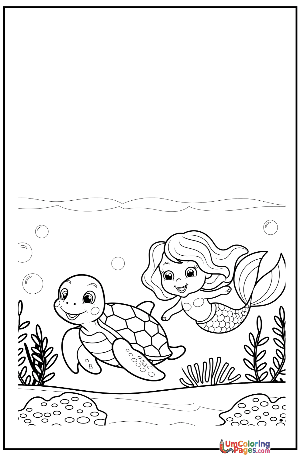 Mermaid coloring page 3 - free printable PDF