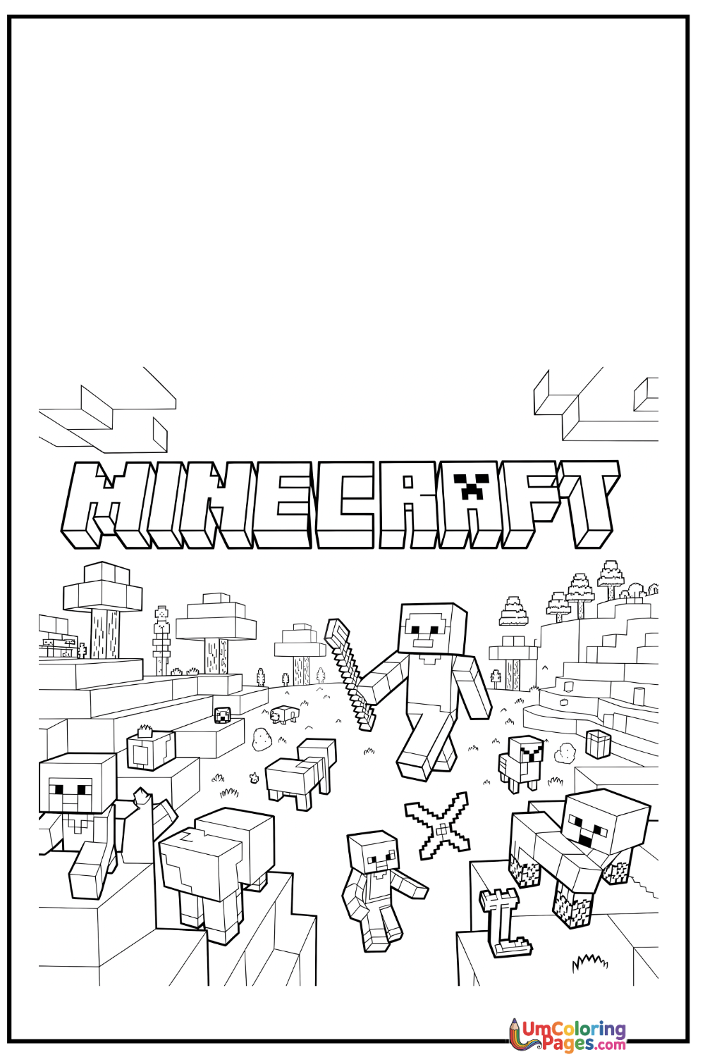 Minecraft coloring page - free printable