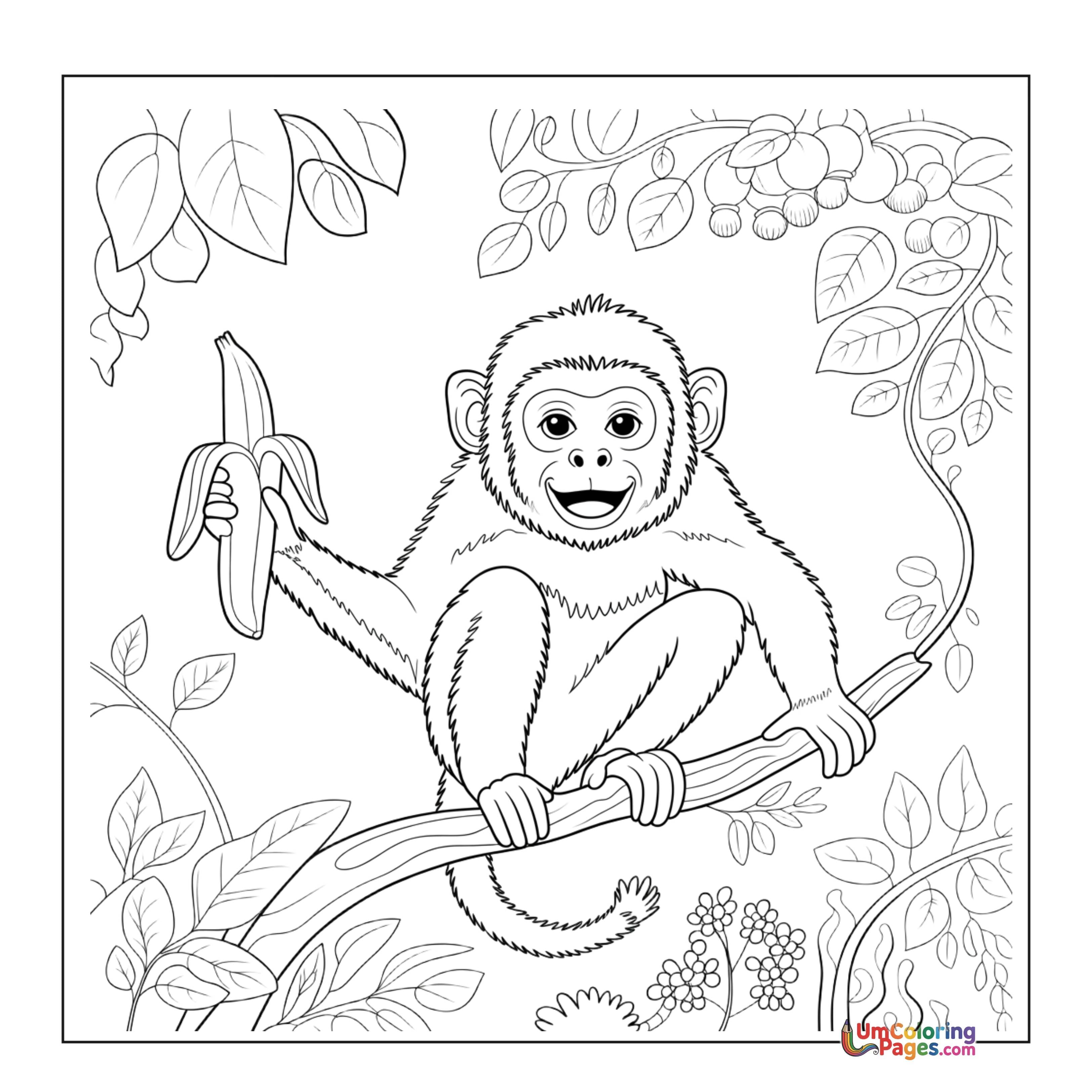 Monkey coloring page - free printable
