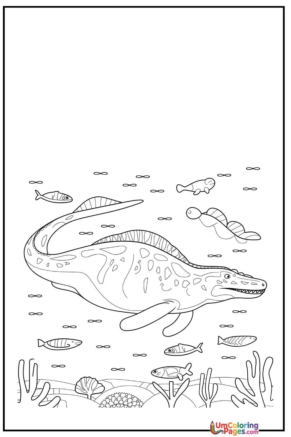 Mosasaurus coloring page 2 - free printable PDF
