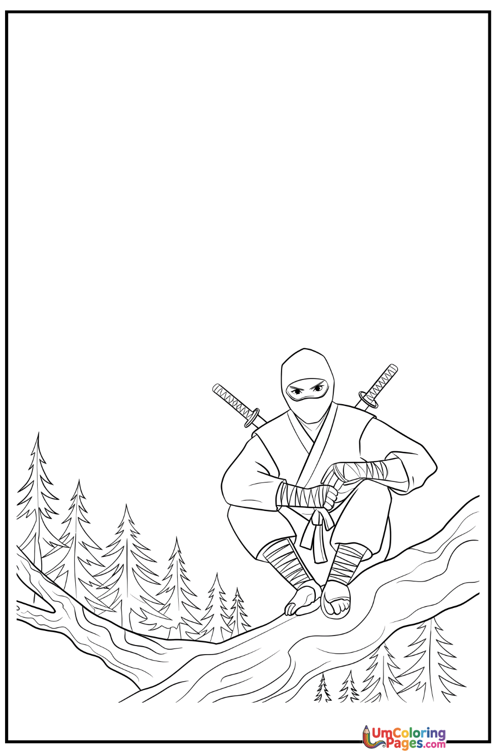 Ninja coloring page 3 - free printable PDF