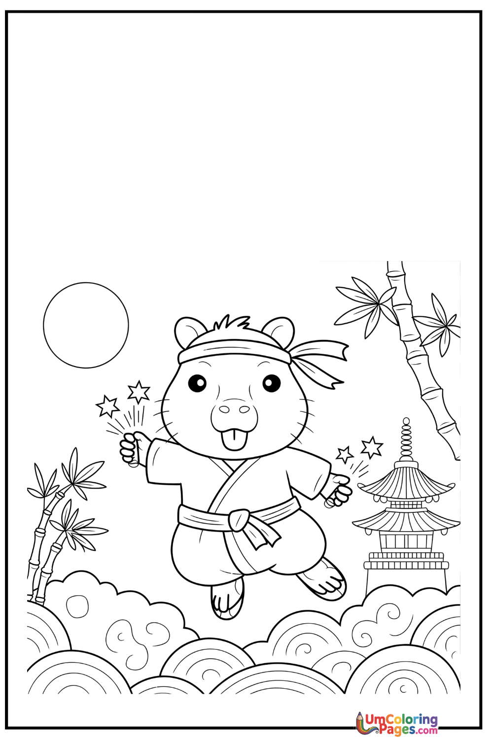 Ninja coloring page 6 - free printable PDF