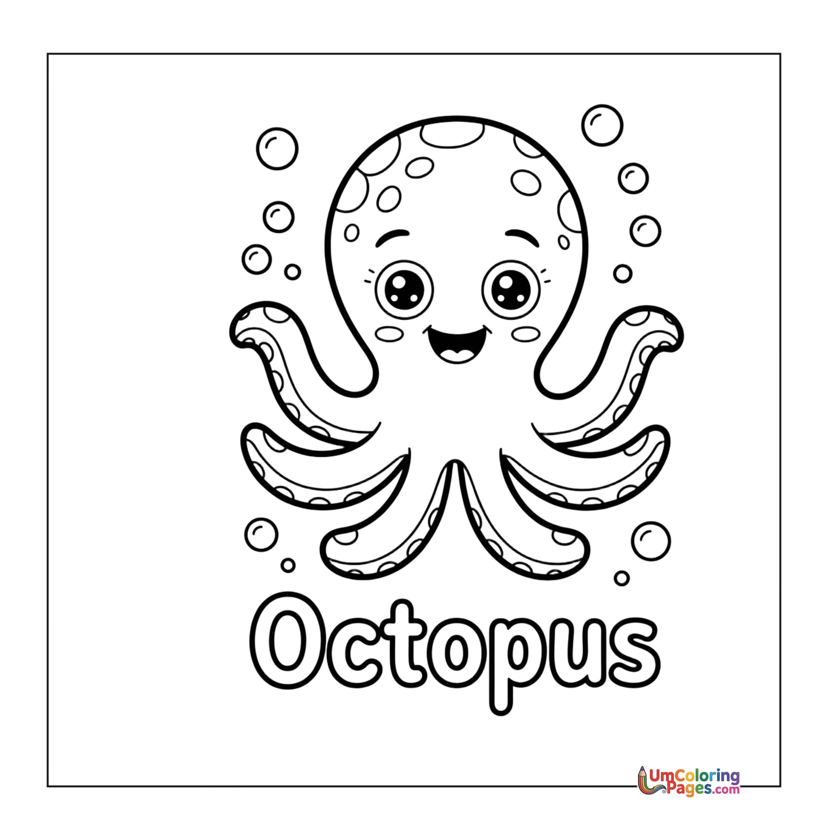 Octopus coloring page 3 - free printable PDF
