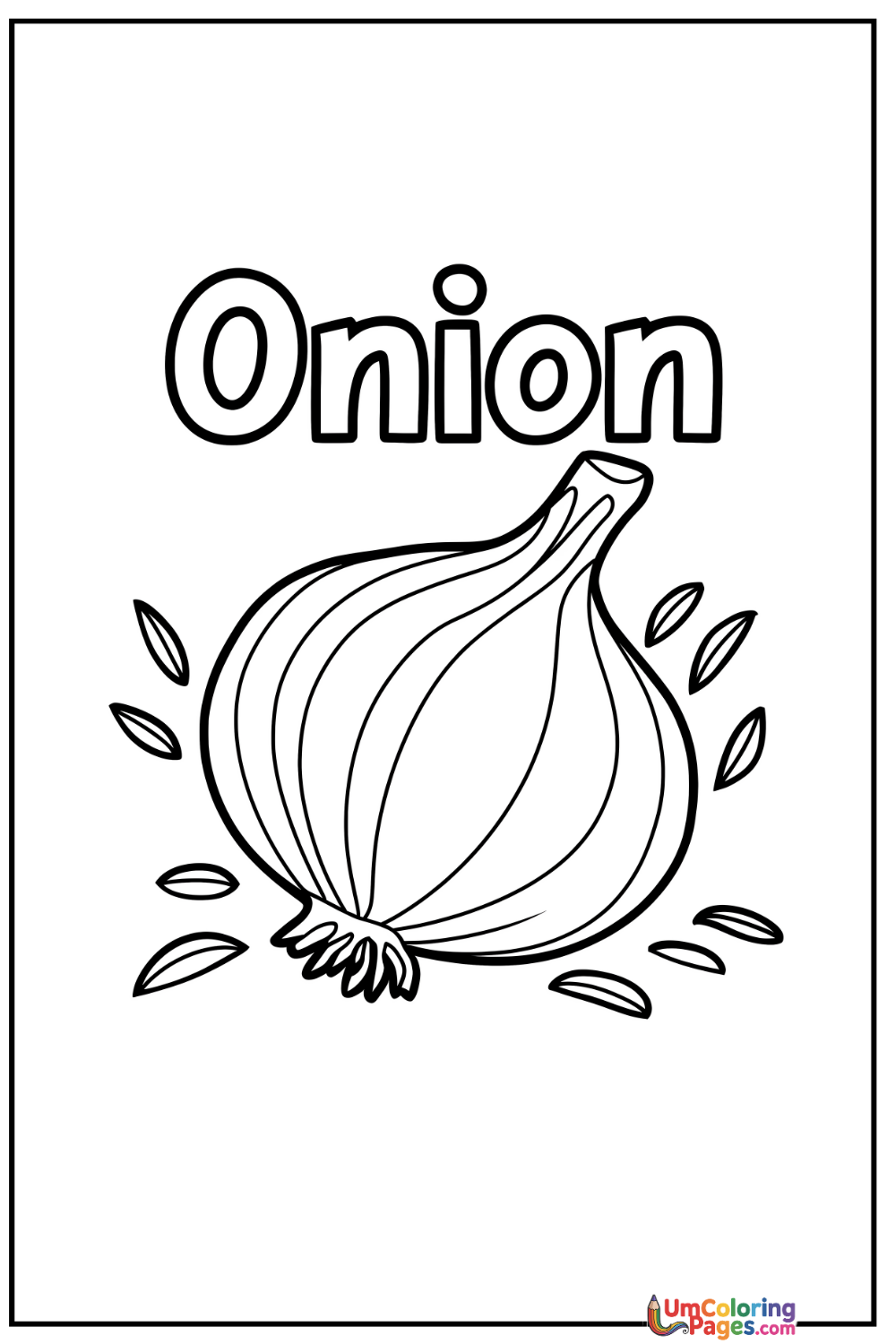 Onion coloring page 2 - free printable PDF