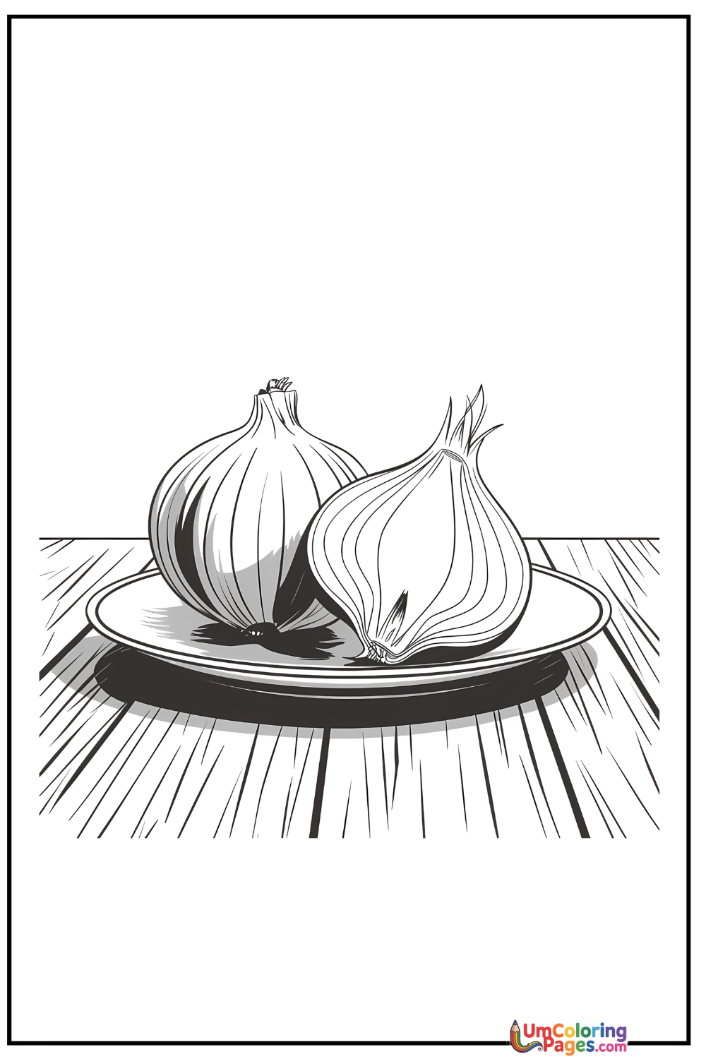 Onion coloring page 3 - free printable PDF