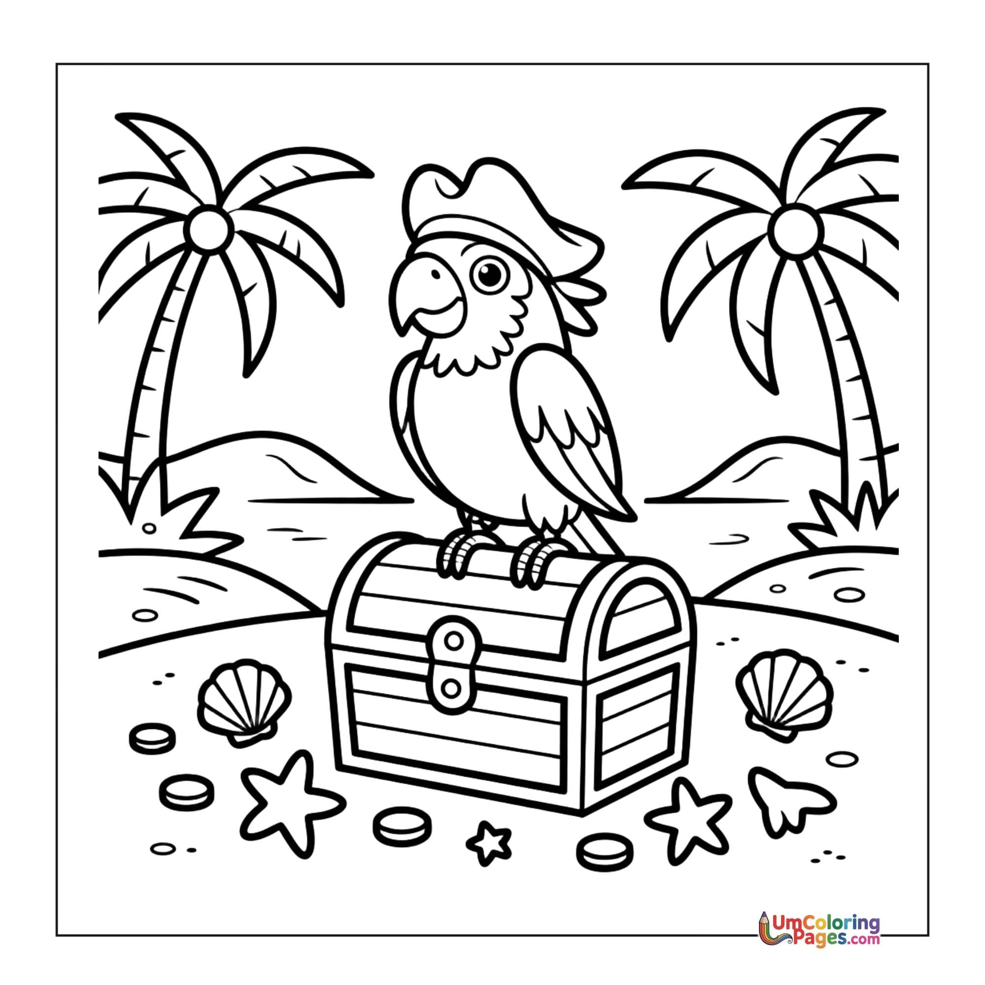 Parrot coloring page - free printable
