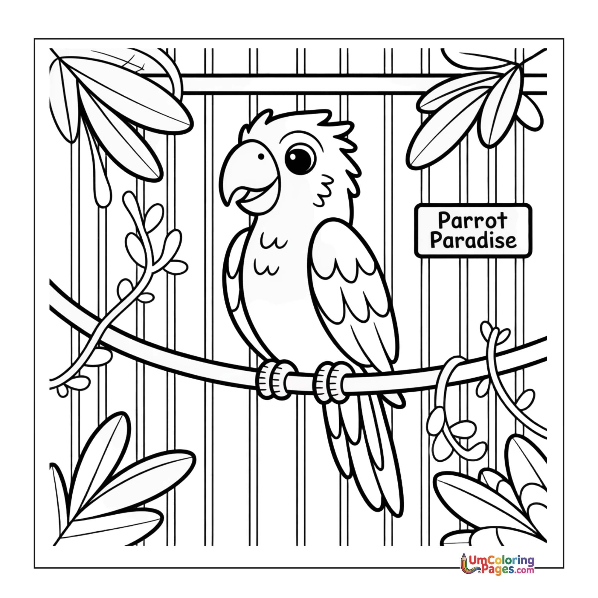 Parrot coloring page 2 - free printable PDF