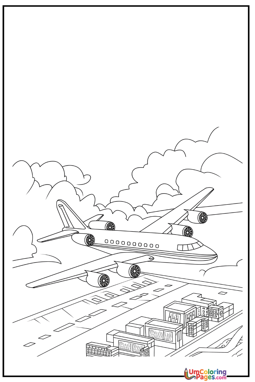 Passenger Airplane coloring page 2 - free printable PDF
