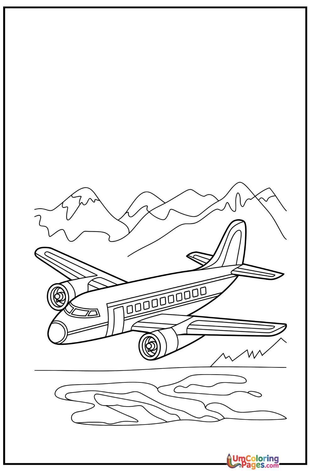 Passenger Airplane coloring page 3 - free printable PDF