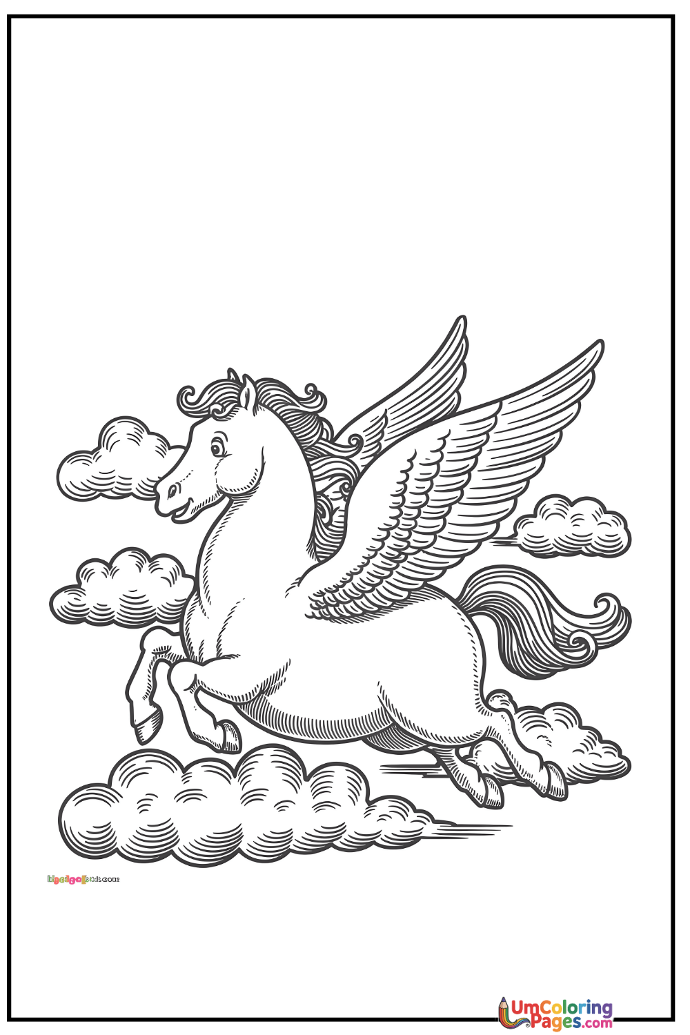 Pegasus coloring page 5 - free printable PDF