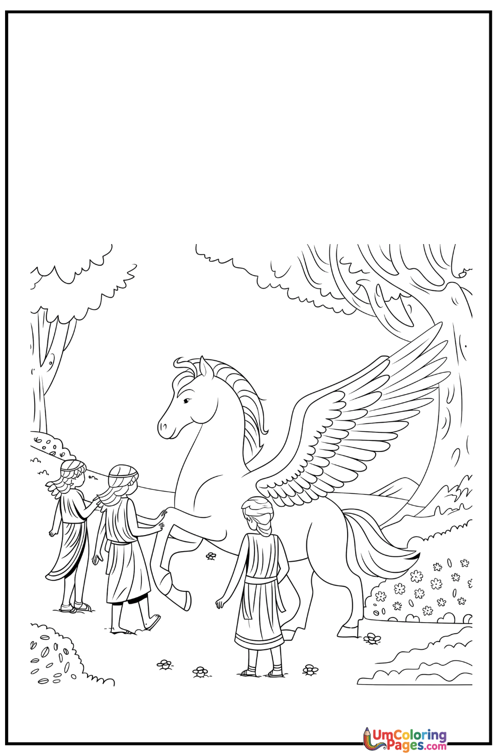Pegasus coloring page 6 - free printable PDF