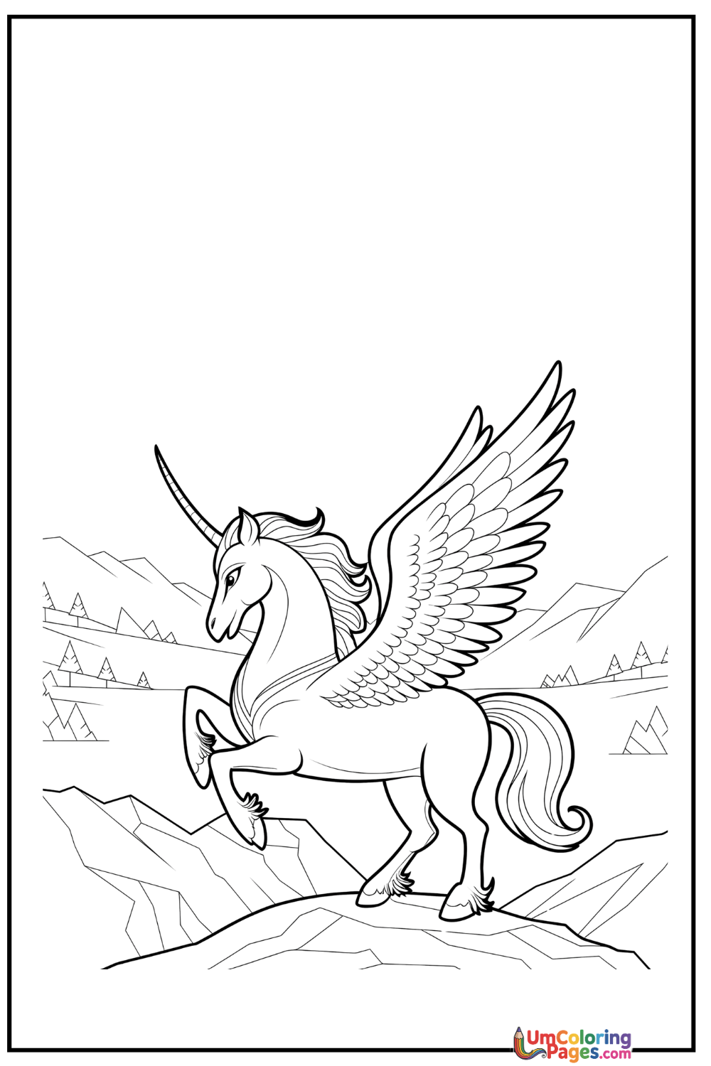 Pegasus coloring page 7 - free printable PDF
