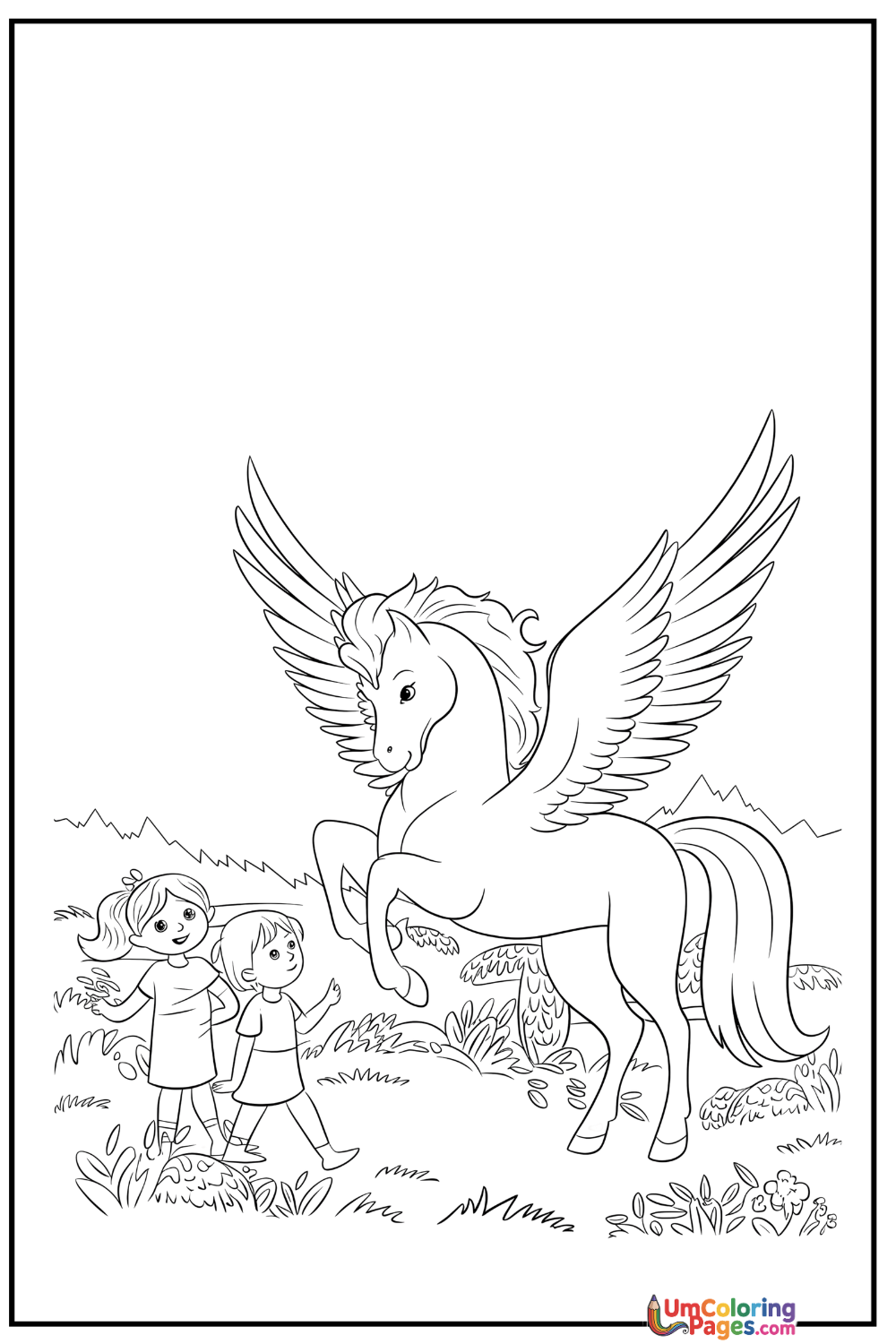 Pegasus coloring page 8 - free printable PDF
