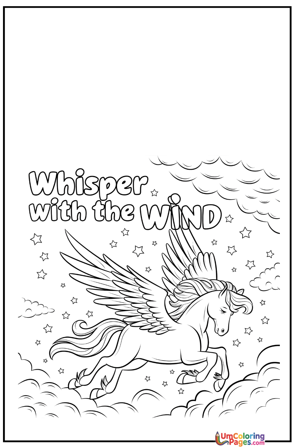 Pegasus coloring page 9 - free printable PDF