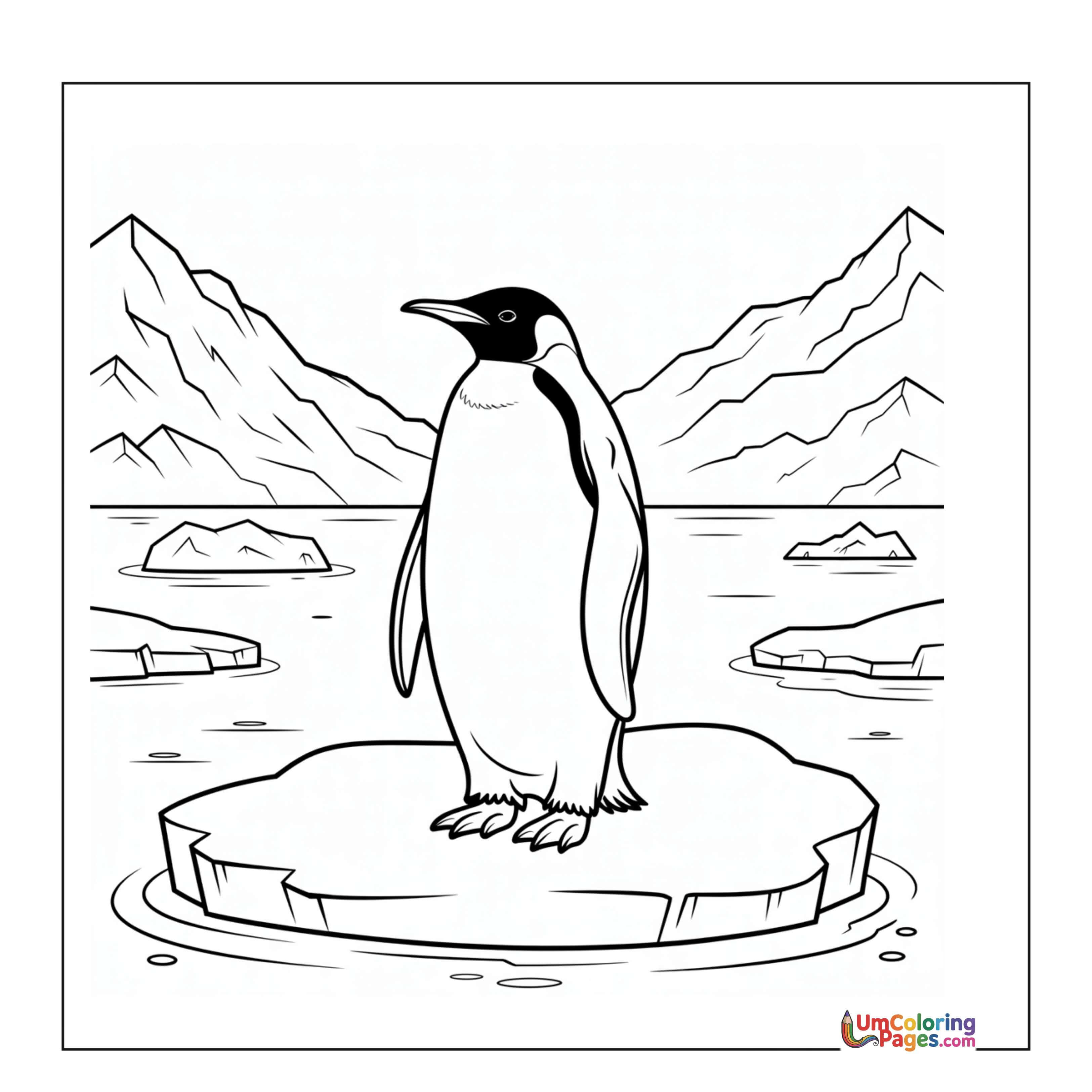 Penguin coloring page 2 - free printable PDF