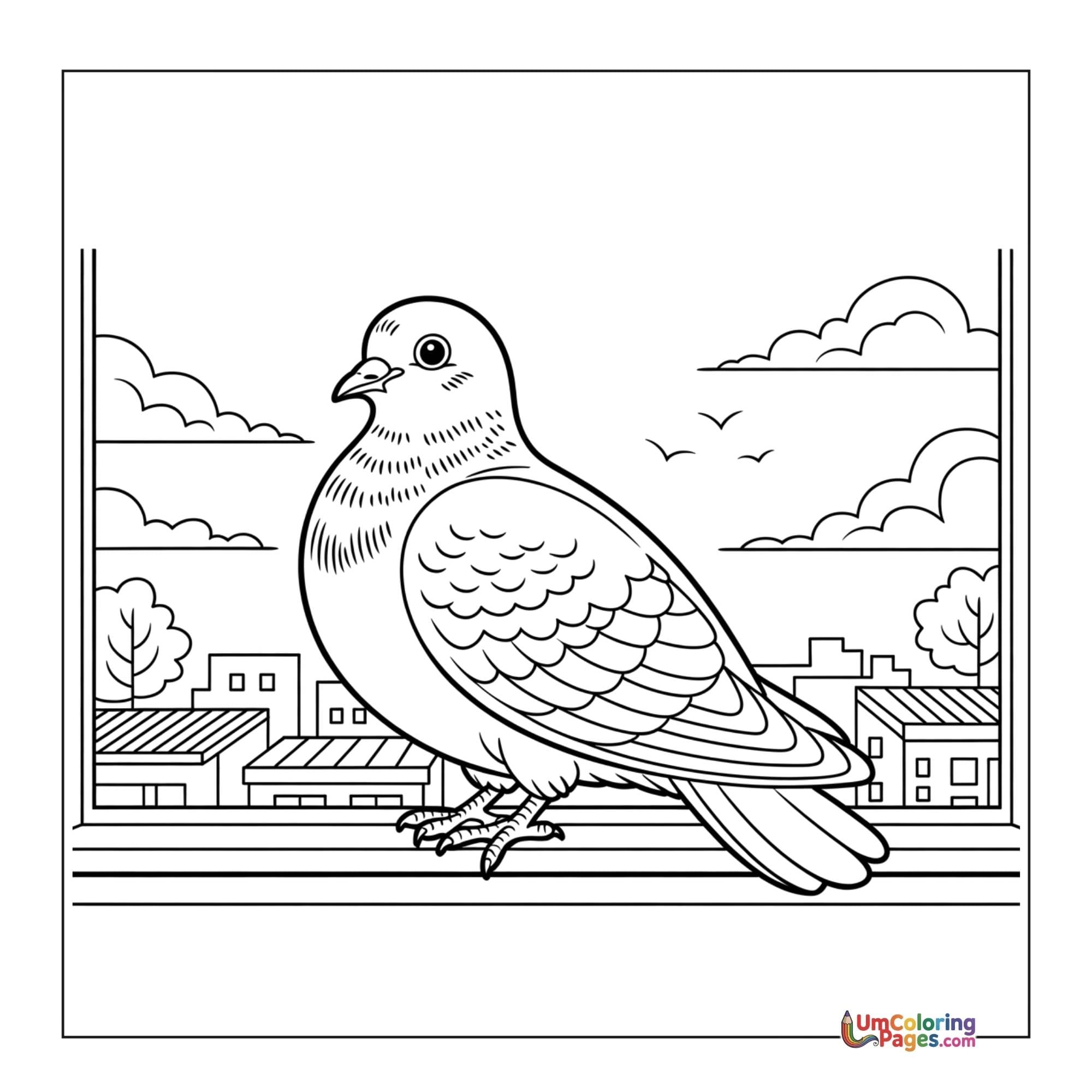 Pigeon coloring page 2 - free printable PDF