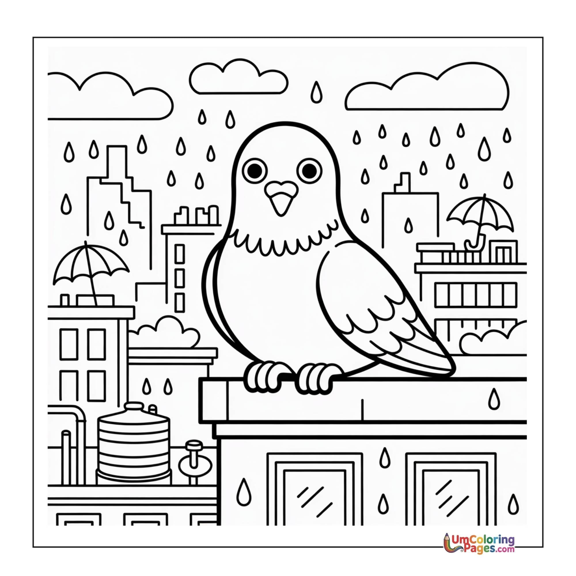 Pigeon coloring page 3 - free printable PDF