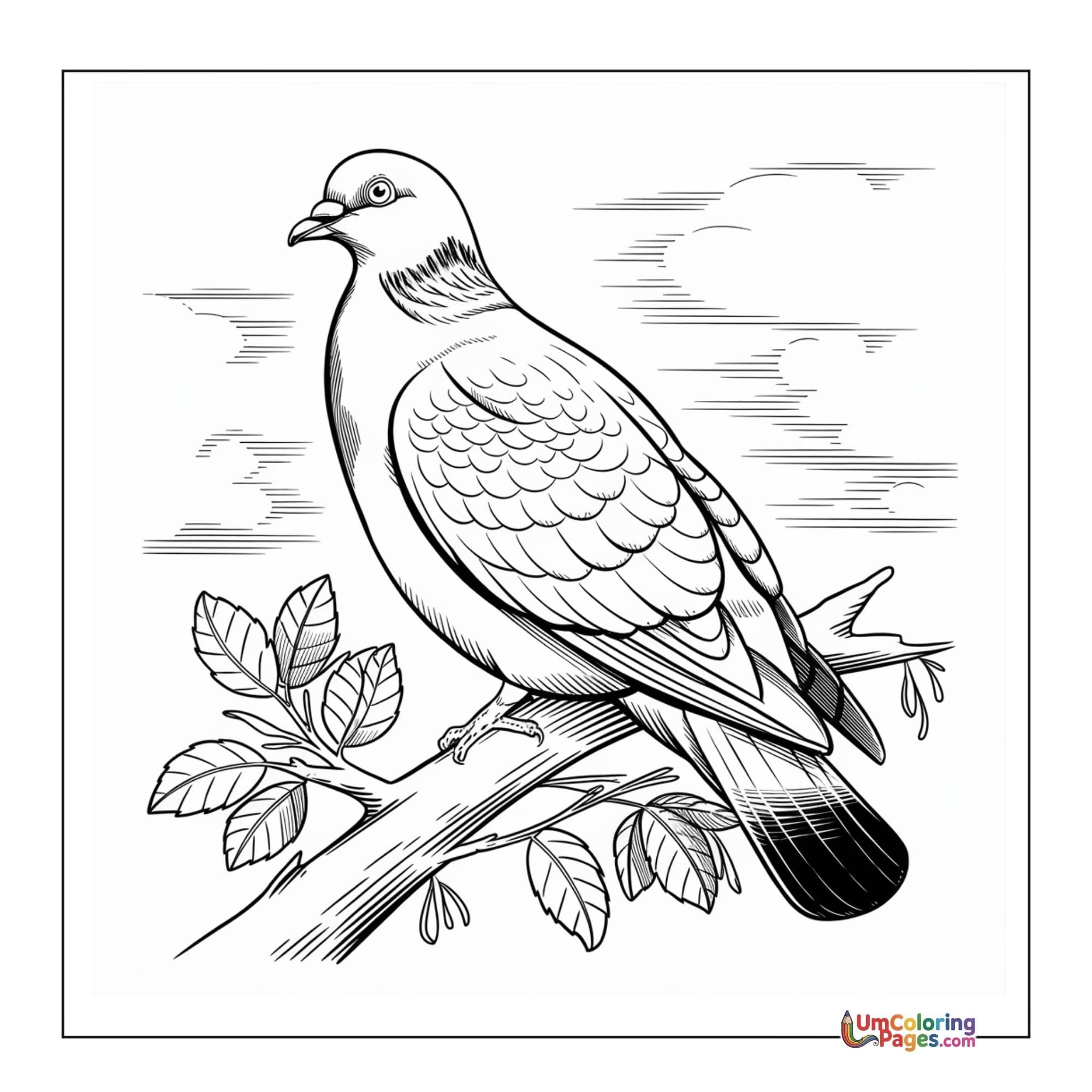 Pigeon coloring page 5 - free printable PDF