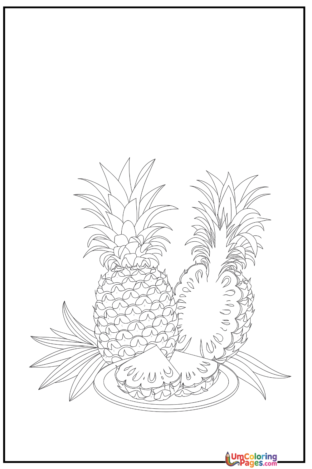 Pineapple coloring page 7 - free printable PDF