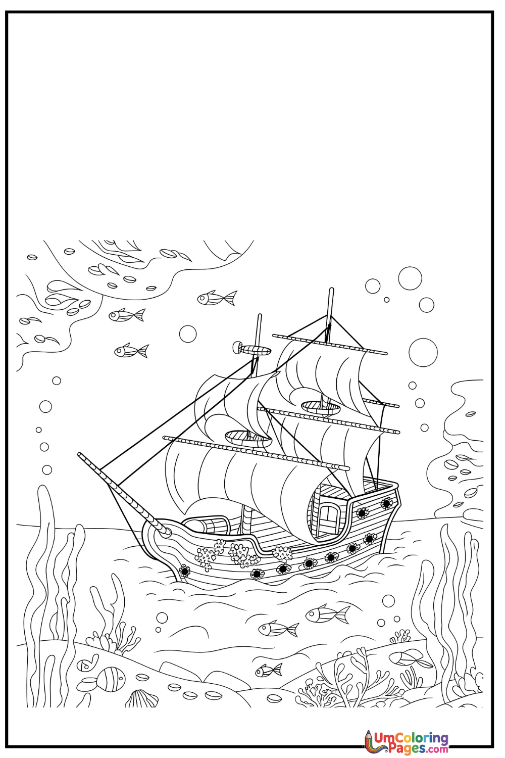 Pirate Ship coloring page - free printable