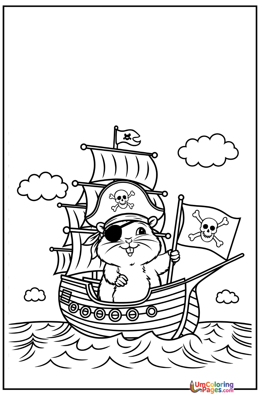 Pirate Ship coloring page 2 - free printable PDF
