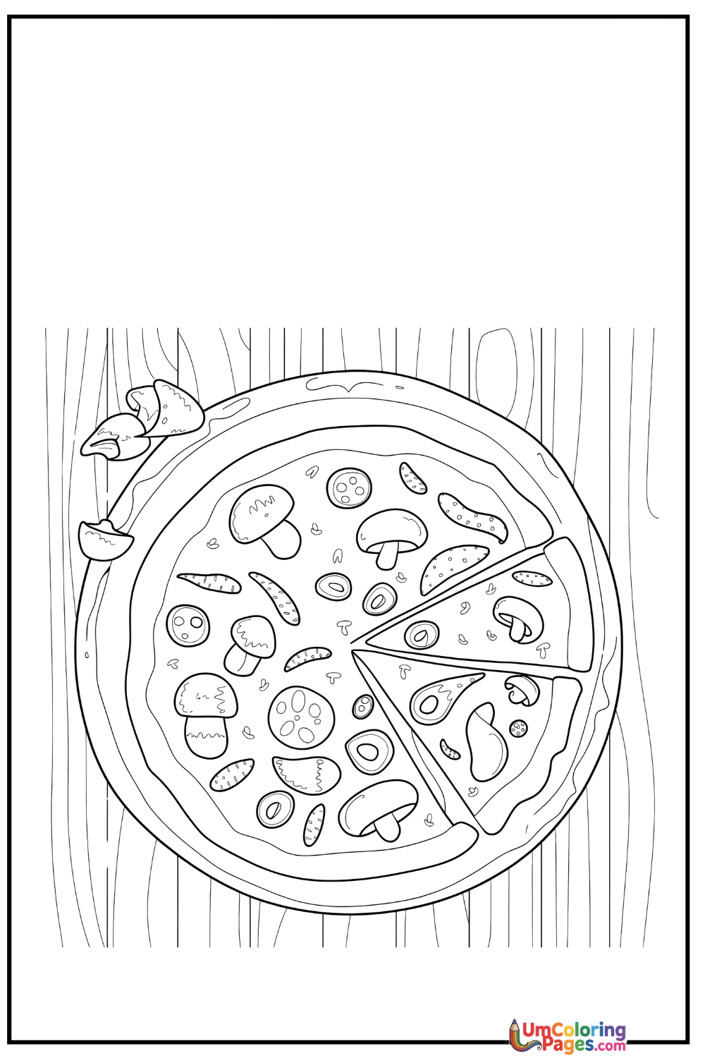 Pizza coloring page - free printable