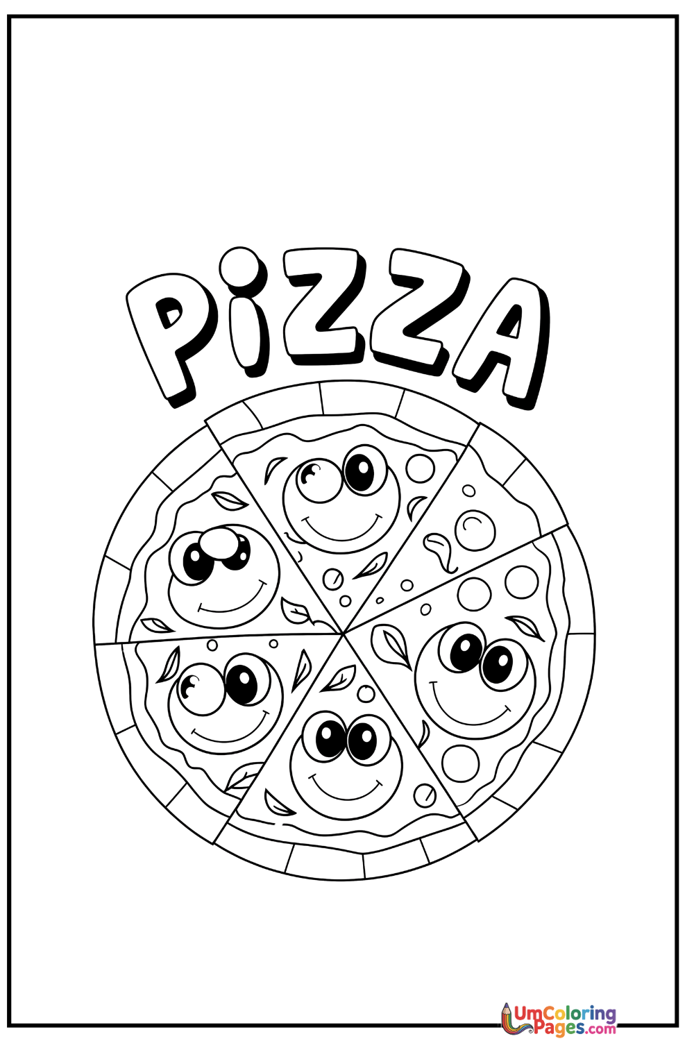 Pizza coloring page 2 - free printable PDF