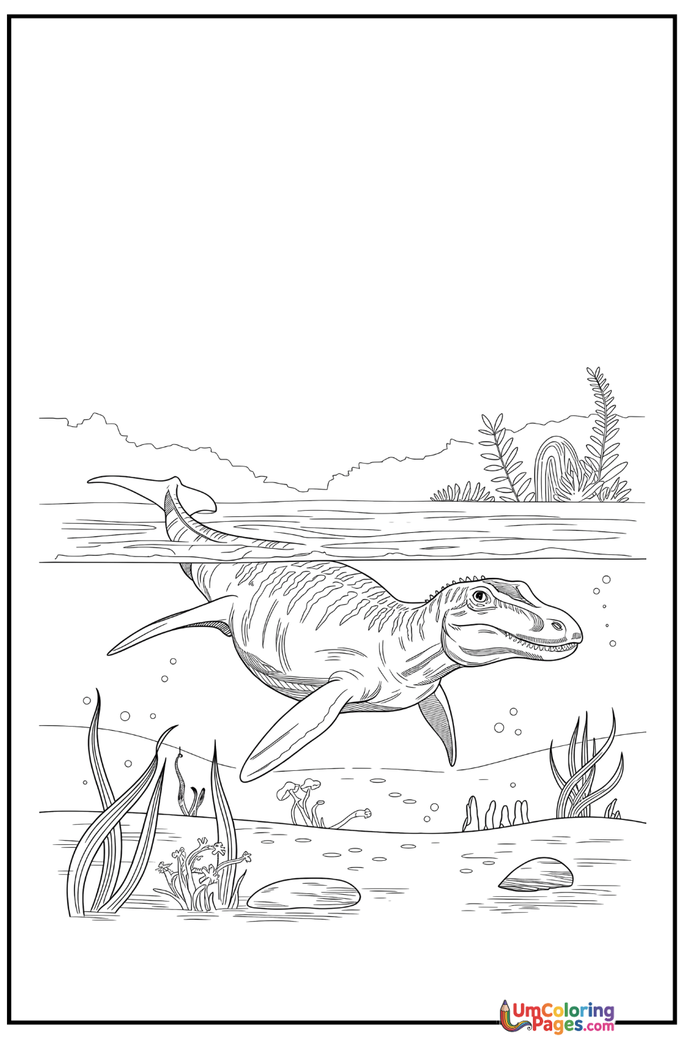 Plesiosaurus coloring page 3 - free printable PDF