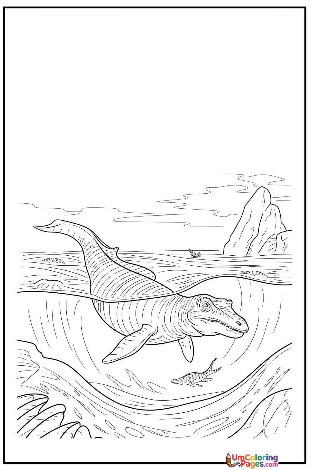 Plesiosaurus coloring page 4 - free printable PDF