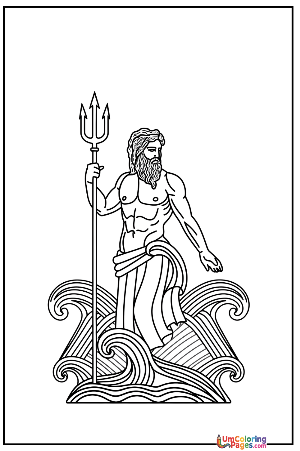 Poseidon coloring page - free printable