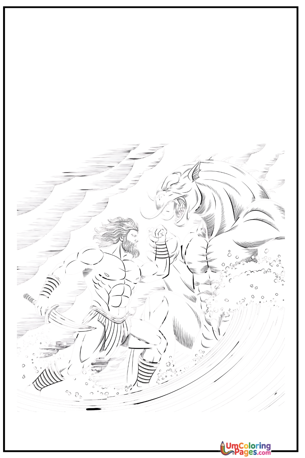 Poseidon coloring page 2 - free printable PDF